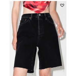 Revolve Re/Done 90s Sz30 Comfy denim shorts black raw hem Bermuda NWT MSRP $195